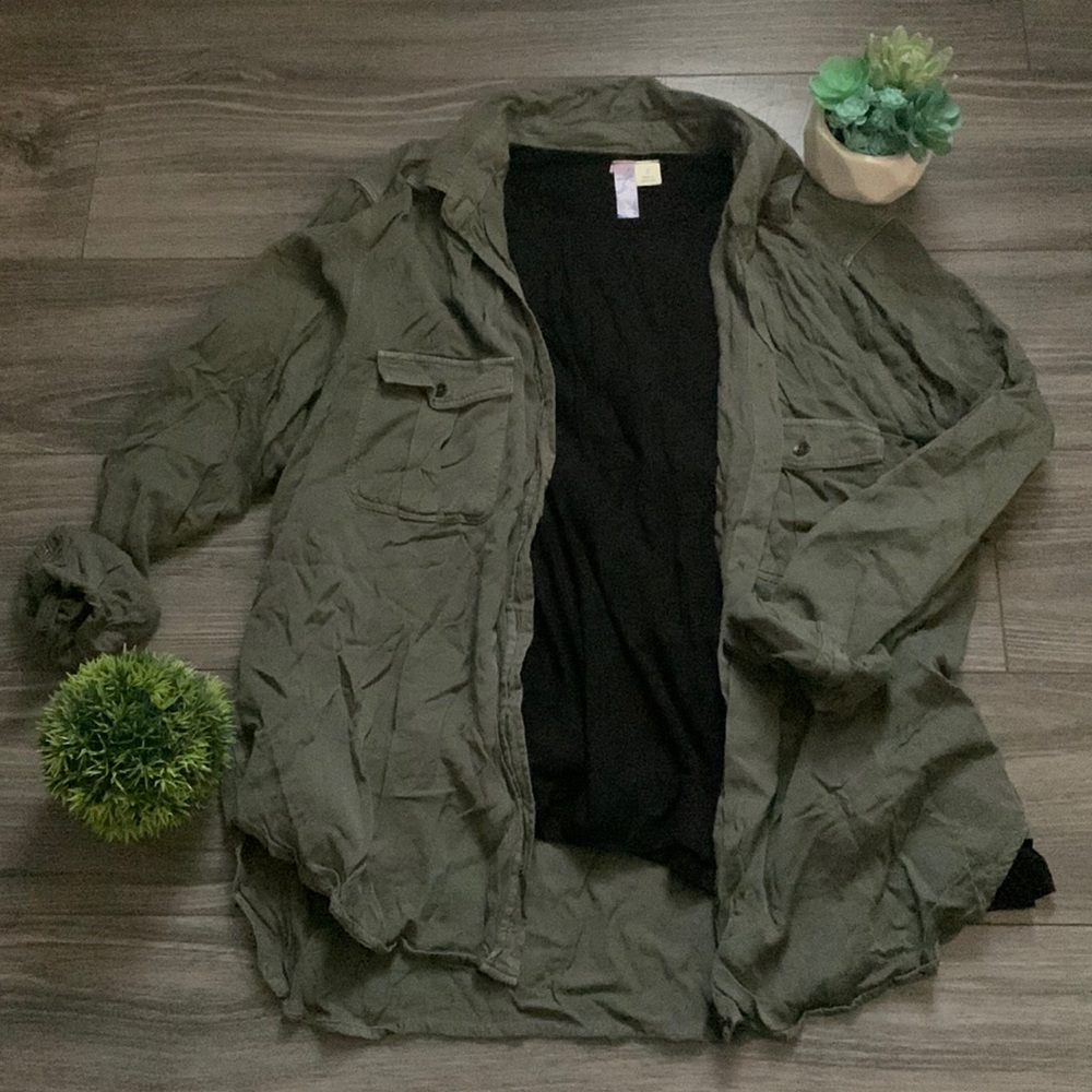 Olive button down
